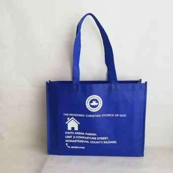 Продажбите на едро 1000 бр./лот, Кралско синьо нетканая чанта-тоут по поръчка, множество чанта с логото на магазин за хранителни стоки магазин за нови дейности за популяризиране на марката на пазара