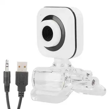 Бяла уеб камера 480P, компютърна камера, уеб камера за КОМПЮТЪР, аксесоар с прозрачен клипс с вграден микрофон за КОМПЮТЪР