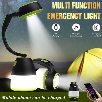 3 In1 Многофункционални led светлини за къмпинг лампа за палатка, USB-акумулаторна улични пешеходни светлини за къмпинг, аварийно фенерче