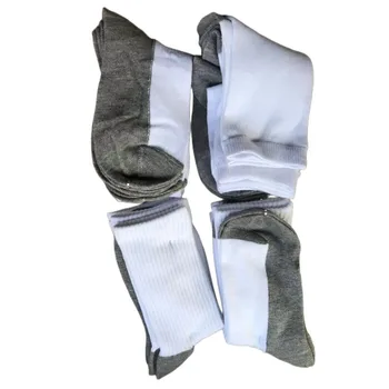 Детски бели чорапи дишащи, абсорбиращи потта спортни чорапи, ученически чорапи за момчета и момичета, студентски бяло-сиви чорапи, 4 чифта/лот