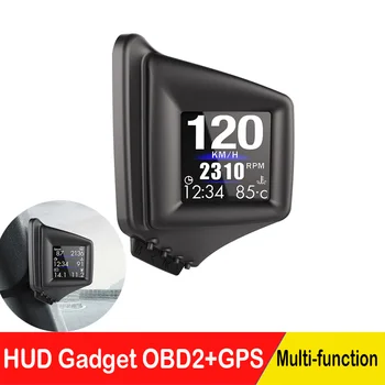 Нов многофункционален притурка HUD OBD2 + GPS, бордови компютър, покритие на предната багажник, монтаж на оборота, турбокомпресор, Налягане на маслото, Температура на водата, GPS за измерване на Скоростта