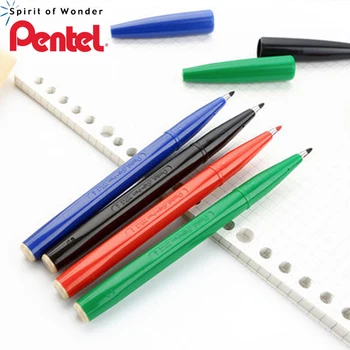 4 бр./лот Pentel Sign Pen S520 2,0 мм за Графичен Писма Черно/Синя/Зелена/Червена Влакнести Дръжка Училищни и Офис Консумативи