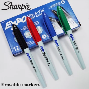 12 бр., стираемый маркер Sharpie EXPO16001, маркер за филм на водна основа, специална дръжка за печатни платки, разтворими във вода канцеларски материали
