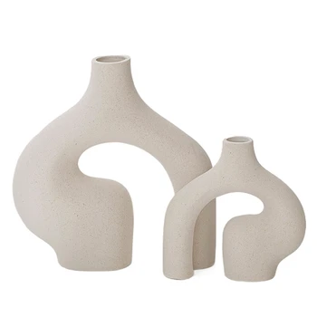 2 бр. керамична ваза, модерни абстрактни вази, скандинавските минималистичные декоративни геометрични вази за дома, за една етажерка