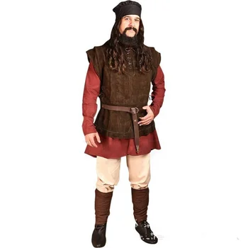 Мъжки средновековен пънк-жилетка, викингите, cosplay, костюм стрелец, гърдите бронежилетки за възрастни, замшевый костюм Ларпа, яке върху Хелоуин за мъже