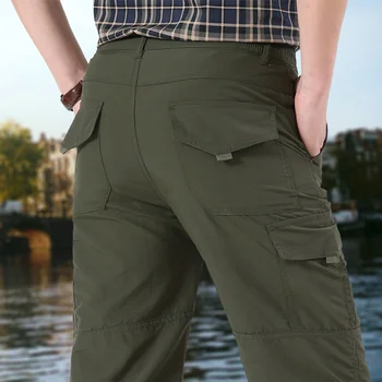 Непромокаеми панталони за туризъм на открито, мъжки пролетно-есенни ластични панталони Softshell с множество джобове, панталони за планинарство, къмпинг, риболов