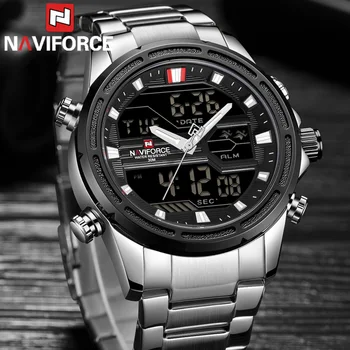 NAVIFORCE Мъжки часовници Най-добрата Марка за Луксозни Военни Водоустойчива led Цифрови Спортни Мъжки часовници, Мъжки Ръчен Часовник relogio masculino 9138