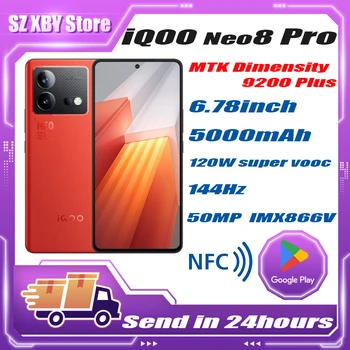 Dimensity 9200 + Смартфон iQOO Neo8 Нео 8 Pro 6,78 1,5 K AMOLED 120 W Суперзарядный батерия 5000 ма 50-Мегапикселова Камера IMX866V NFC Телефон