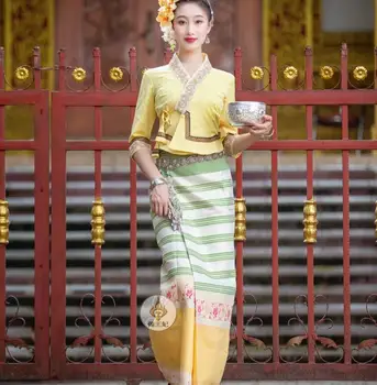 Роклята е в тайландски стил, сервитьор, ресторант, работно облекло, дамски пролетно униформи