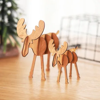 Нови коледна украса Дървени орнаменти във формата на лосове със собствените си ръце, детски креативен подарък маса, строителни украса