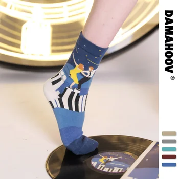 DAMAHOOV Original Not As Dancing Tribute, класически чорапи с илюстрации на филми, чифт модни и удобни универсални чорапи със средна дължина