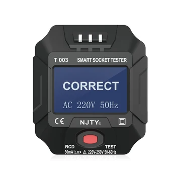 NJTY 220 ~ 250 В ЕС Тестер за контакти Smart Socket Тестер Дигитален дисплей LCD тестер за контакти Детектор на Поляритета на веригата