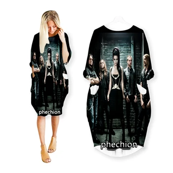 phechion/ Нови Модни рокли Evanescence с 3D Принтом, Ежедневна Рокля със Средна дължина, Дамски Дрехи, Блузи с Джобове и дълъг ръкав, R109