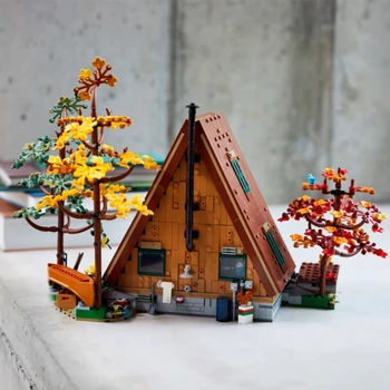 Градивен елемент на 21338 Лесовъдство А-образна кабина Модел на Къщата на Дървото Експертен тухлена къща Подаръци, детска Играчка за Деца