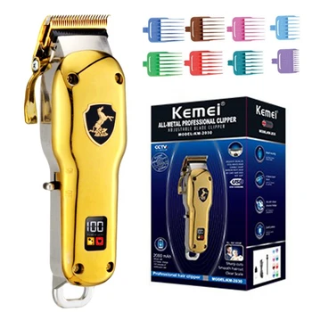 Kemei фризьорски салон цельнометаллическая машина за подстригване на коса, литиева професионална машина за подстригване на коса за мъже, електрическа машина за рязане на коса, акумулаторна