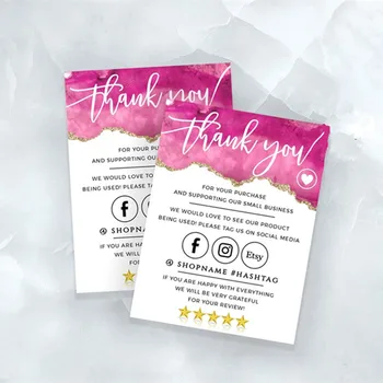 Rose gold Благодарим ви за вашата поръчка, персонализация на текст, фирмени картички с логото на поръчка, картички в социалните мрежи, картички-притурки в опаковка