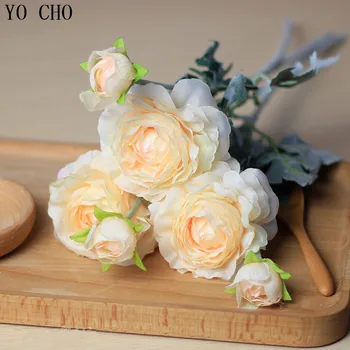 сватбени цветя с 2 глави, изкуствен букет божури, коприна фланелевый цвете лютика за украса на дома масата, цветя