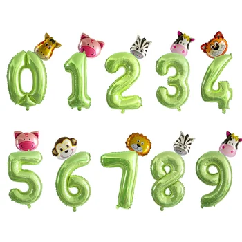 40-инчовите балони от фолио с плодово-зелени стаи, балони с животни, Маймуна, жираф, зебра, фигура 1, декор за парти в чест на рождения ден момчета и момичета на възраст от 2 до 3 години