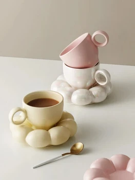 Керамични чаши за кафе с блюдцем под формата на семе, а творчески чаша в скандинавски стил, Чаша за чай с мляко, с тавата, Подарък за рожден Ден, подарък за Коледа, Украса плотове