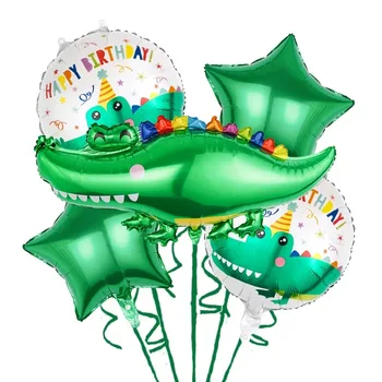 Гигантски зелени балони от фолио във формата на крокодил от 18 инча за малки момчета, сафари, играчки с животни, декорация за детски рожден ден, детски балони, подарък
