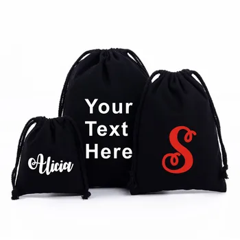Индивидуална памучен муслиновая чанта, Дългогодишна поименна чанта С потребителски ЛОГОТО, сватбена бельо, бански костюми, Аксесоари, Косметичка Черен цвят