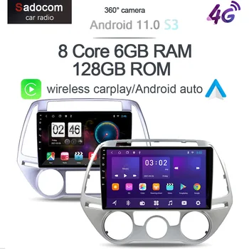 360 Панорамен IPS Carplay Android 10 6G + 128G Кола DVD плейър GPS, WIFI, Bluetooth 5,0 RDS Радио За Hyundai I20 2010 2012 2013 2014