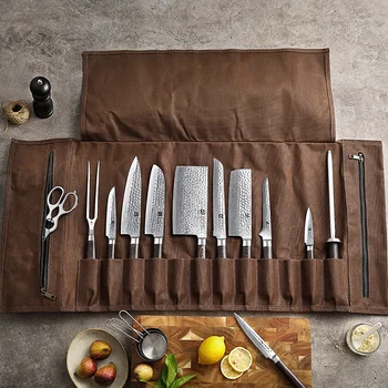 Леки преносими чанти за съхранение на ножове майстор-готвач от утолщенного платно на китайските и западните готвач, ръчна чанта за кухненски ножове