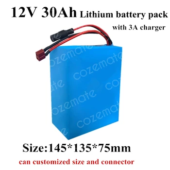 Батерия 12v 30ah 30000mah Батерия dc 12v Преносим литиево-йонна батерия за резервно захранване от 12-волтов камера за видеонаблюдение + зарядно устройство