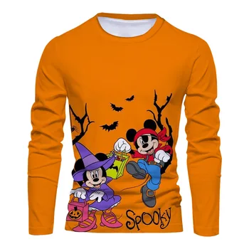 Есента на нов подарък за Хелоуин, мъжка тениска Disney, брендовый костюм на Мики за cosplay, тениски с 3D принтом, през цялата силует, дълъг ръкав