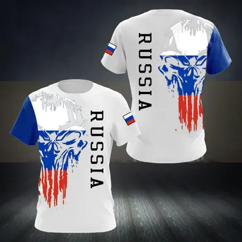 Руската мъжки t-shirt, нов топ с кръгло деколте и къс ръкав, мъжки тениски с принтом на руския флаг, облекло оверсайз