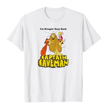 Мъжки графични тениски, тениски с образа на капитан Пещерен човек, анимирани детско телевизионно шоу с мультфильмами на 80-те години, ризи с къс ръкав Оверсайз, мъжки дрехи