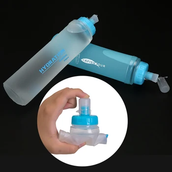 Сгъваема бутилка за вода от TPU, Сгъваема пакет за хидратация, преносима силиконовата капачка, множество, лесна за къмпинг, разходки