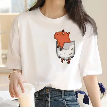 Женска тениска с изображение капибары, дамски дрехи от аниме y2k