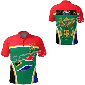 Южна африка флаг на страната, Татуировка на Племето, ретро Ретро 3D принт, Harajuku, Летни Ежедневни Забавни Polo Ризи с къси ръкави, Градинска облекло Q