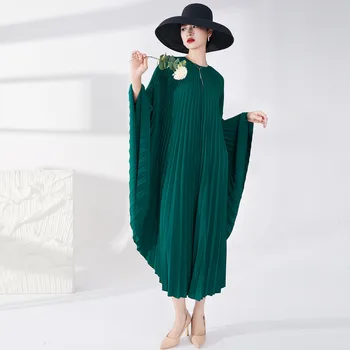 2023 ново плиссированное рокля Miyake, дамско дизайнерско нишевое свободно рокля с ръкав 