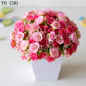 Изкуствени цветя, фалшиви цветя Многоцветен коприна 21 корона Рози Цветен букет памучни цветя като хризантеми коледно цвете