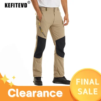KEFITEVD Мъжки леки, бързо съхнещи туристически панталони с джобове с ципове са Водоустойчиви катерене туристически панталони найлонови работни панталони мъжки