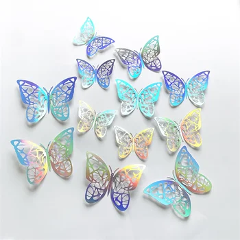 12шт 3D Выдалбливают хартиени етикети-пеперуда с лепило Декор за хладилник в стаята, детска стая, спалня, всекидневна, декорация за сватба