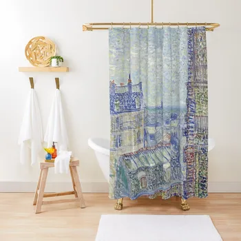 Винсент Ван Гог в Париж - Изглед от апартамента Тео Завеса за душ Луксозна душ завеса за душа в банята душ Завеси в банята