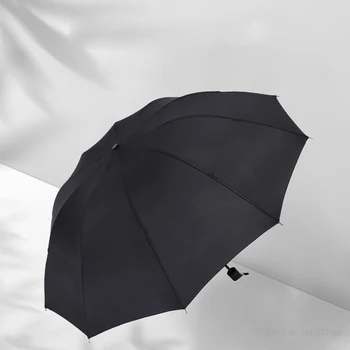 Мъжки и женски извънгабаритни сгъваеми чадъри с двойна употреба от дъжд и слънце с десет кости, преносими ветроупорен чадъри за бизнес пътувания