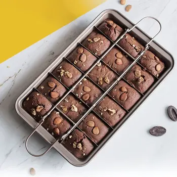 Форми за печене на сладкиши Behogar Brownie от незалепващо високо стомана с 18 предварително разположени разделители