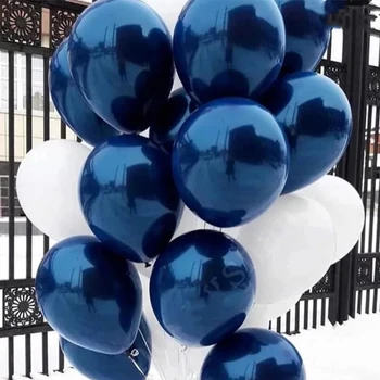 20 броя 10-инчов тъмно синя на бели латексови балони, Украса за Парти честит рожден Ден, Детски, за възрастни, за момчета и Момичета, за душ, за, Сватбени аксесоари