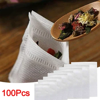 100 бр./лот чаени торбички за Еднократна употреба от нетъкан текстил, чай филтърни торбички за чай с подправки, филтърна хартия за билков чай рассыпчатого