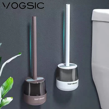 Четка за тоалетна VOGSIC TPR без перфорация, силиконова Четка с дълга дръжка, Четка за почистване, без мъртвия ъгъл, Битови аксесоари за баня, Инструменти