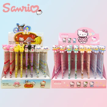 56 бр. механичен молив Sanrio Hello Kitty Cinnamoroll, студентски силиконови накрайници, Молив за писане, Ученически пособия, Канцеларски материали на едро