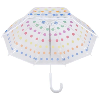 Детски прозрачен чадър с мехурчета, мъжки и женски, детски чадъри, прозрачно модерен чадър с дълга дръжка