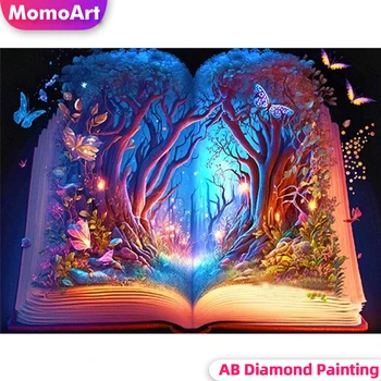 MomoArt пълен размер тренировка AB Diamond Живопис 5D Book Tree, Определени за кръстат бод, мозайки, мъниста, бродерии, Пейзаж, Картина, Декора на стените