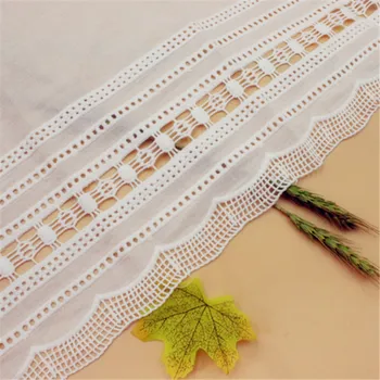 Новата естествено-бял памучен плат, лейси завърши с бродерия, аксесоари за ръчно изработени дрехи, направи си сам, широчина 28 см, 3 ярд/лот