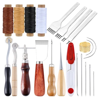 1 комплект Инструменти за фабрика за щавене на кожи занаяти, кожен punch, ръчно шиене, бродерия, дърворезба, набор от седла, инструменти за производство на кожа ръчна изработка