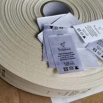 1000шт, 3 * 10 см бежови памучни етикети (под формата на ролка) + 1000шт, 3 * 5 см сатен етикети (нарязани на парчета)